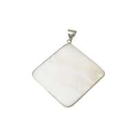 Perlmutt Anhänger Quadratisch Groß in Metall eingefasst